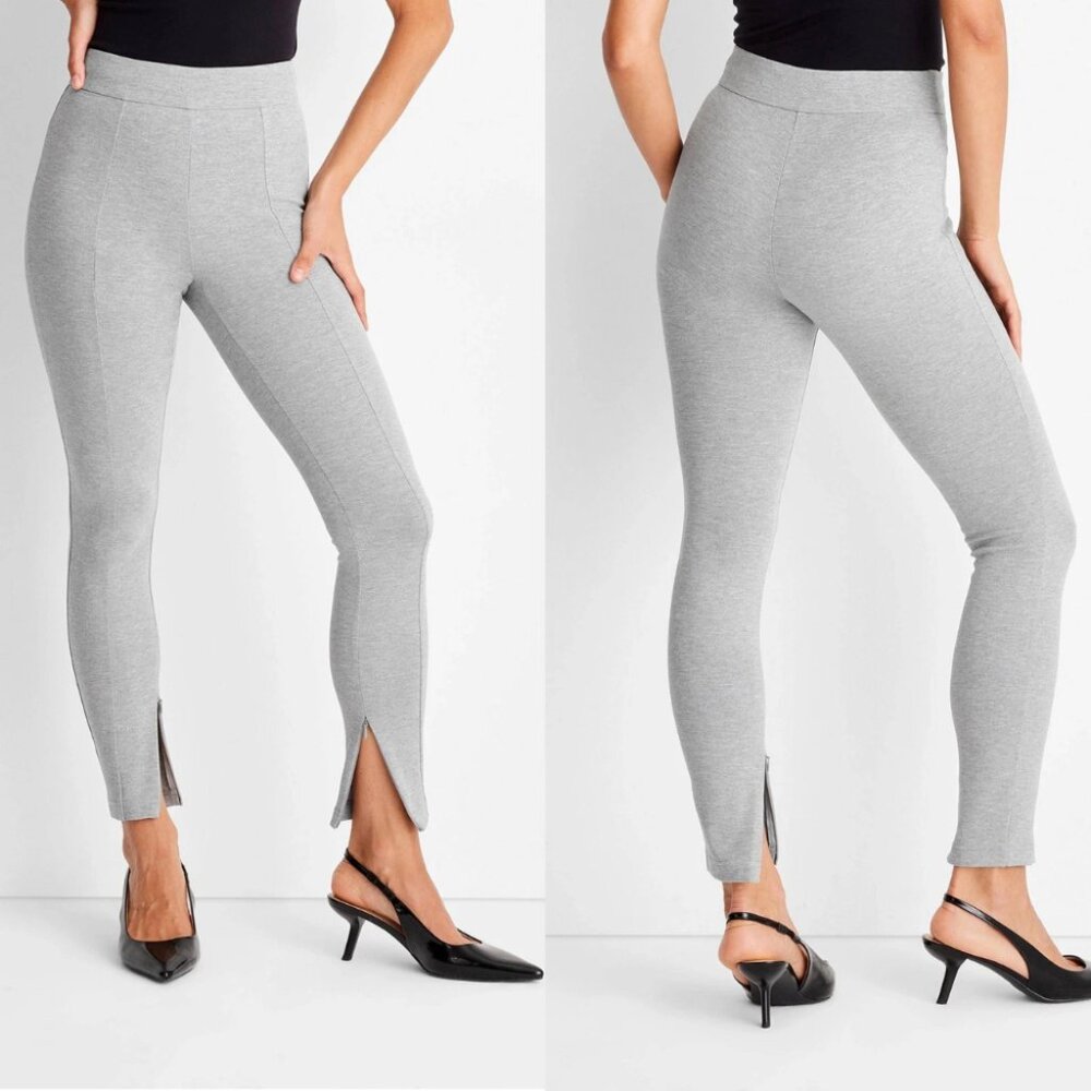 A New Day Women's Size XL Gray High-Waisted Slim Fit Ankle Zip Ponte Leggings